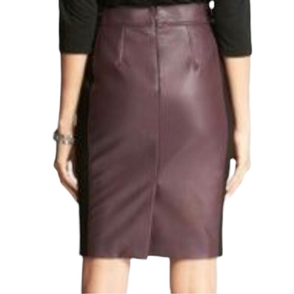 Ann Taylor faux leather burgundy pencil skirt NWT size 8P - Picture 5 of 12